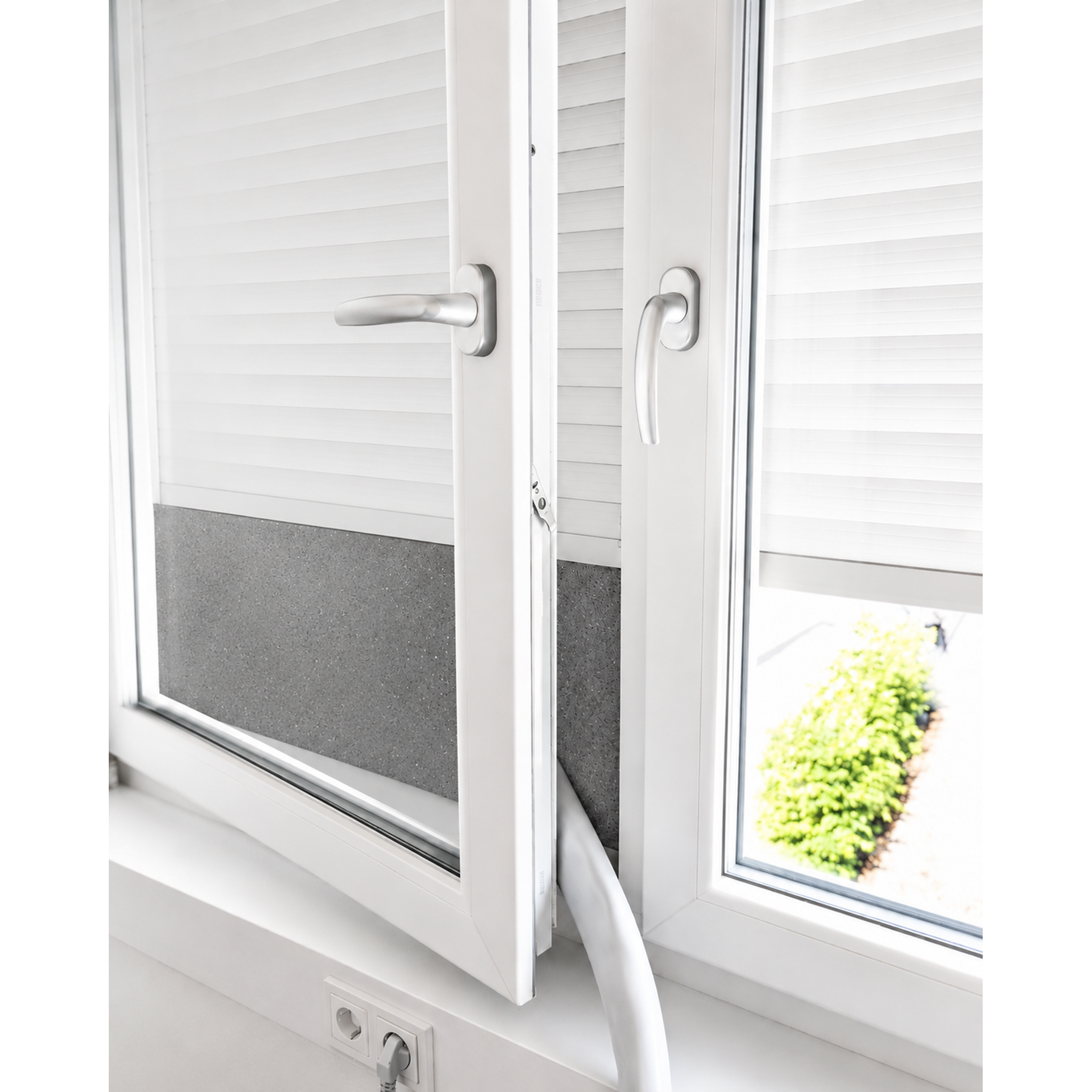 CoolFrech® patentierte Fensterabdichtung 30 cm-249 cm für mobile Split-Klimaanlagen – Kompatibel mit Midea PortaSplit, Climia, Evolar, Eurom, Trotec, Remko – auch für Türen – schnelle Montage ohne Bohren/Kleben – Klimageräte-Abdichtung