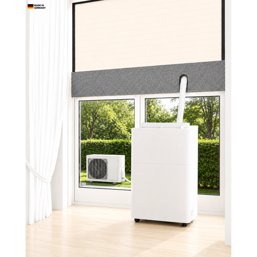 CoolFrech® patentierte Fensterabdichtung 30 cm-249 cm für mobile Split-Klimaanlagen – Kompatibel mit Midea PortaSplit, Climia, Evolar, Eurom, Trotec, Remko – auch für Türen – schnelle Montage ohne Bohren/Kleben – Klimageräte-Abdichtung