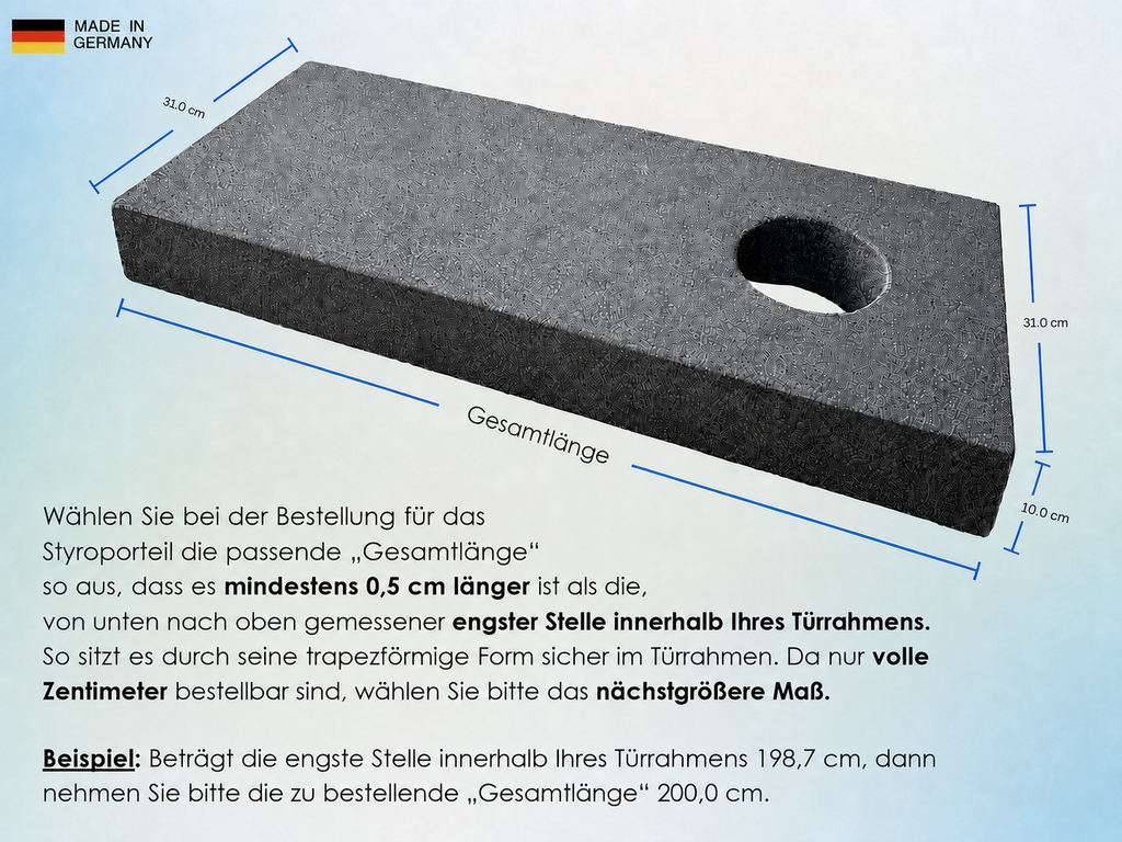 CoolFrech® patentierte Türabdichtung 30 cm-249 cm Terrasse, Balkon, Loggia für mobile Klimaanlagen – auch für Fenster – schnelle Montage ohne Bohren/Kleben – Klimageräte-Abdichtung