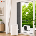 CoolFrech® patentierte Türabdichtung 30 cm-249 cm Terrasse, Balkon, Loggia für mobile Split-Klimaanlagen – Kompatibel mit Midea PortaSplit, Climia, Evolar, Eurom, Trotec, Remko – auch für Fenster – schnelle Montage – Klimageräte-Abdichtung